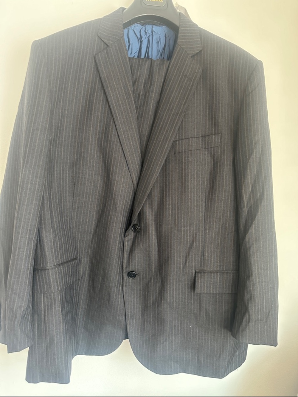 Brooks Brothers Charcoal Pinstripe Suit Jacket with Blue Lining